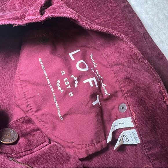 Ann Taylor LOFT Burgundy‎ Velvet Modern Skinny Jean Pants Size 8 - Picture 8 of 8